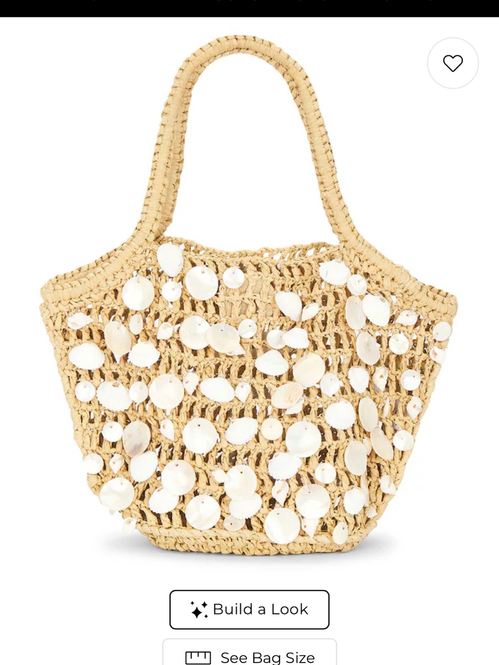 Woven Straw Tote Bag with White Shell Accents